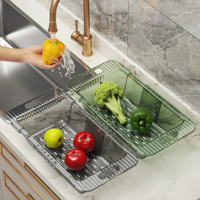 Retractable Folding Vegetable Wash Basin Drain Basket